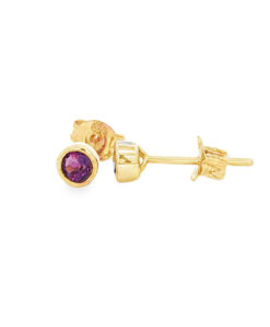9ct Gold Round Amethyst Stud Earrings