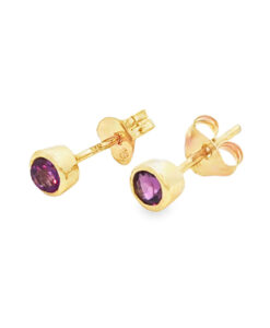 9ct Gold Round Amethyst Stud Earrings
