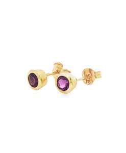 9ct Gold Round .46ct Amethyst Stud Earrings