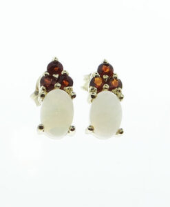 9ct gold opal and garnet earrings