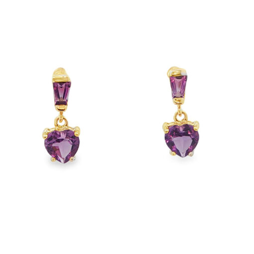 gold amethyst Heart drop earrings