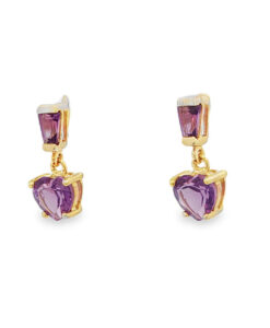 gold amethyst Heart drop earrings