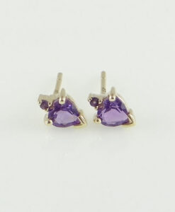 gold amethyst heart earrings