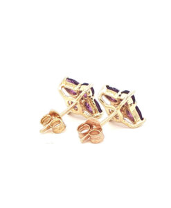 9ct Gold Amethyst and Diamond Cluster Earrings