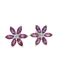 Gold amethyst flower cluster earrings