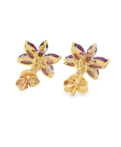 Gold amethyst flower cluster earrings