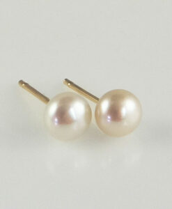 Gold Fresh Water Pearl Stud Earrings
