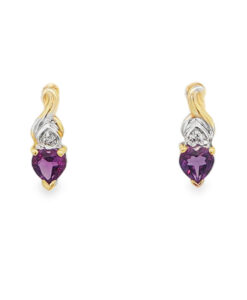 Amethyst heart and diamond Earrings