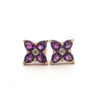 9ct Gold Amethyst and Diamond Cluster Stud Earrings
