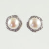 gold pearl and diamond swirl earrings