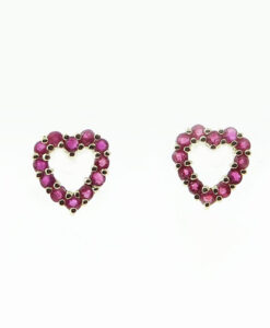 gold ruby heart earrings