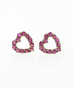 yellow gold ruby heart earrings