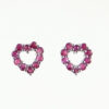 White Gold Ruby Heart Earrings
