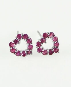 Ruby Heart Earrings 9ct White Gold Ruby Heart Earrings