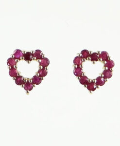 Gold Ruby Heart Earrings