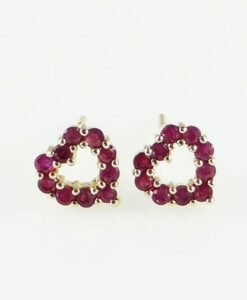 9ct Gold Ruby Heart Earrings