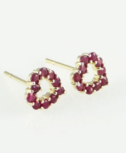 9ct Gold Ruby Heart Earrings