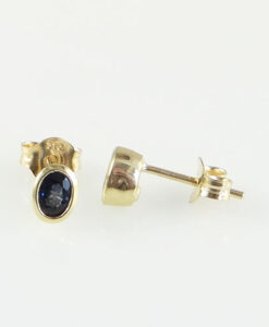 Gold Oval Sapphire Stud Earrings
