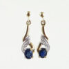 9ct Gold Sapphire and Diamond Drop Earrings