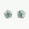 Gold Emerald and Diamond Cluster Earrings