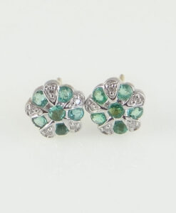 Emerald and Diamond Cluster Earrings