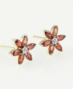 gold garnet and diamond earrings