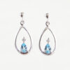 White Gold Blue Topaz and Diamond Drop Earrings
