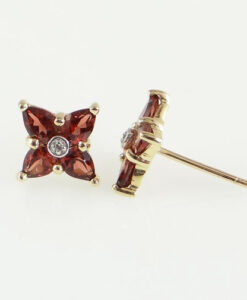 garnet and diamond cluster earrings