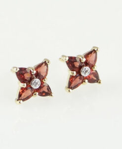 Garnet and diamond cluster earrings