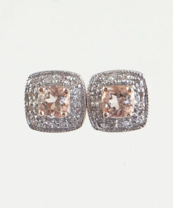 Rose Gold Morganite and Diamond Cluster Earrings