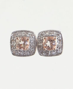 Rose Gold Morganite and Diamond Cluster Earrings