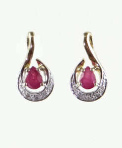 Ruby and Diamond Crescent Earrings