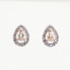 Rose Gold Morganite Pear and Diamond Halo Earrings