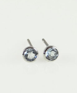 Round Aquamarine Stud Earrings