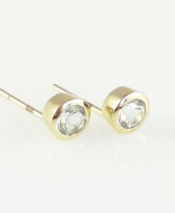 Gold quamarine Stud Earring