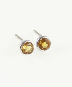 Silver Citrine Stud Earrings