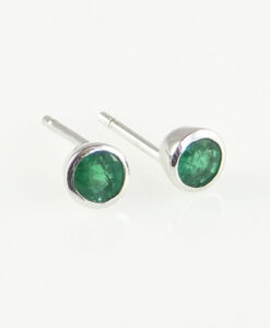 Silver Emerald Stud Earrings