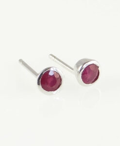 Sterling Silver Ruby Stud Earrings