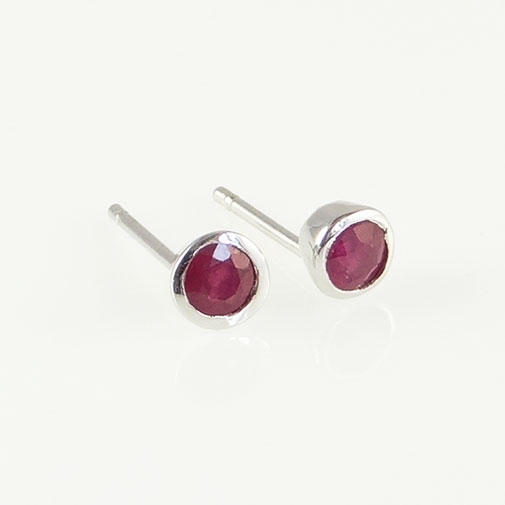 Sterling Silver Ruby Stud Earrings