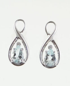Aquamarine and Diamond Swirl Earrings