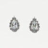 Gold Aquamarine and Diamond Cluster Earrings