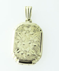 9ct Gold Engraved Locket by Georg Jensen