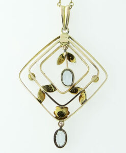 Gold Aquamarine and Seed Pearl Pendant