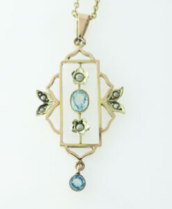 Blue Topaz and Pearl Pendant