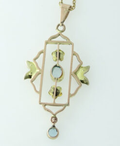 9ct Gold Blue Topaz and Pearl Pendant