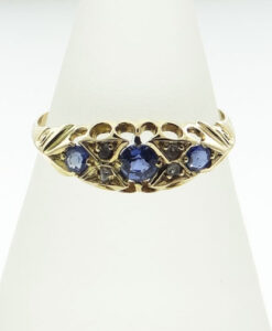 Gold Diamond and Sapphire Boat Ring