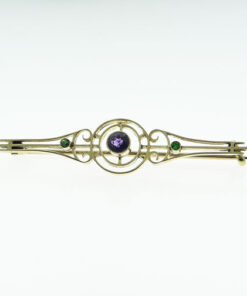 15ct Gold Emerald and Amethyst Suffragette Brooch