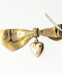 Antique Rose Gold Ribbon and Heart Brooch