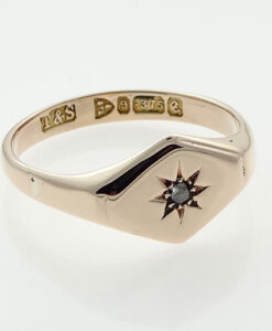 Rose Gold Diamond Set Signet Ring