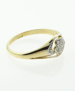 18ct Gold Diamond Daisy Swirl Cluster Ring c1900